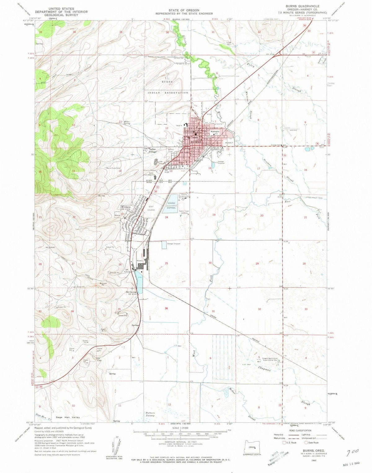 1960 Burns, OR - Oregon - USGS Topographic Map