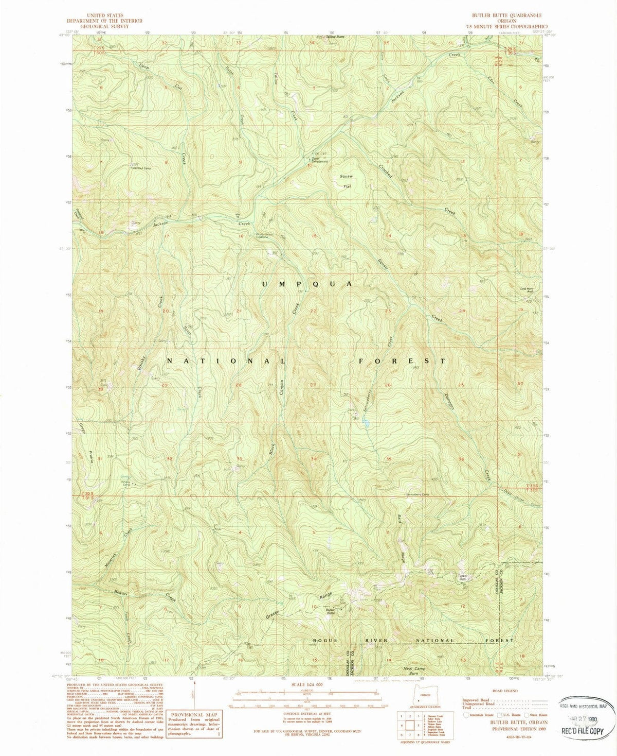 1989 Butler Butte, OR - Oregon - USGS Topographic Map