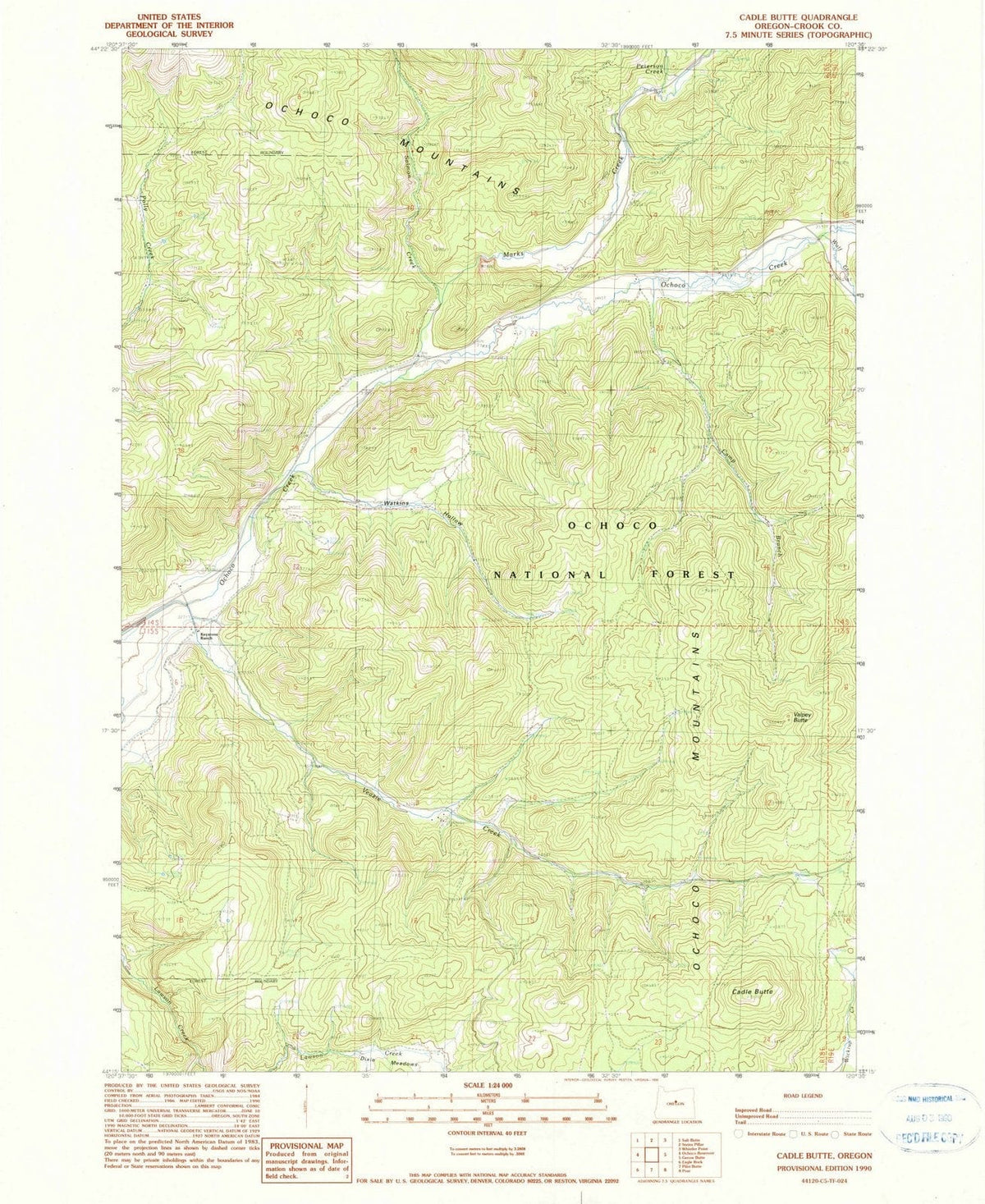 1990 Cadle Butte, OR - Oregon - USGS Topographic Map