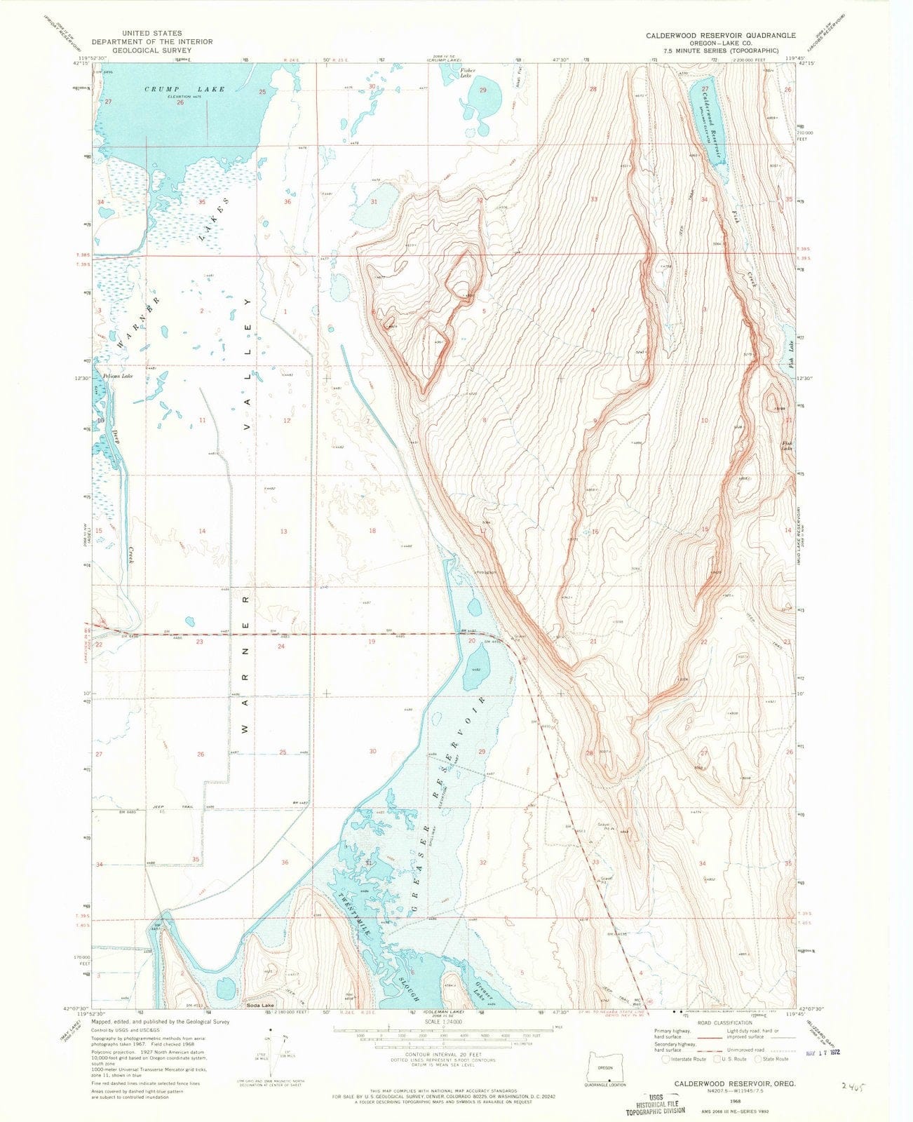 1968 Calderwood Reservoir, OR - Oregon - USGS Topographic Map