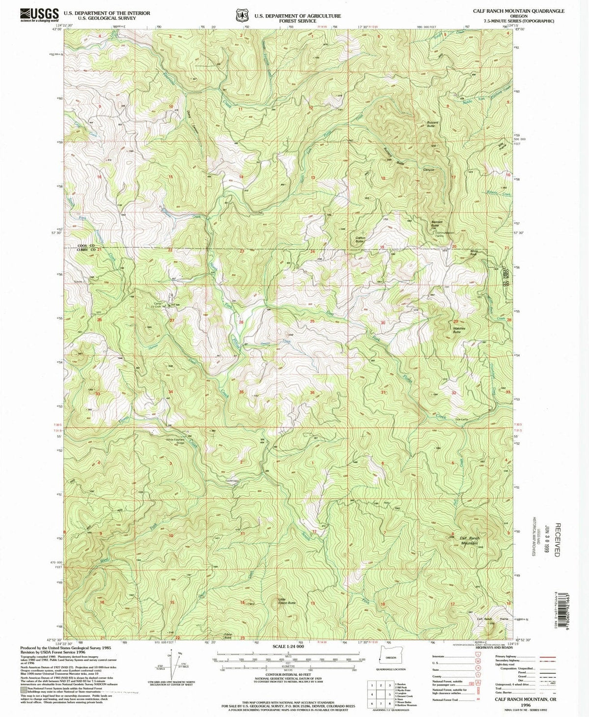 1996 Calf Ranch Mountain, OR - Oregon - USGS Topographic Map