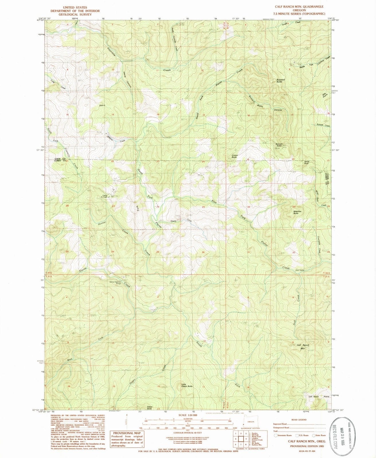 1985 Calf Ranch MTN, OR - Oregon - USGS Topographic Map