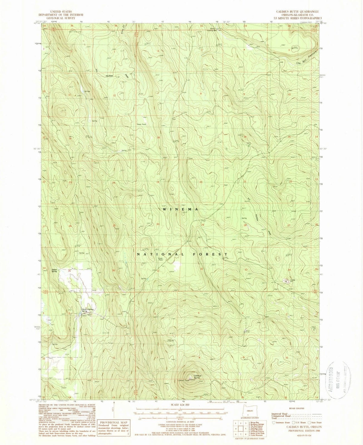 1988 Calimus Butte, OR - Oregon - USGS Topographic Map