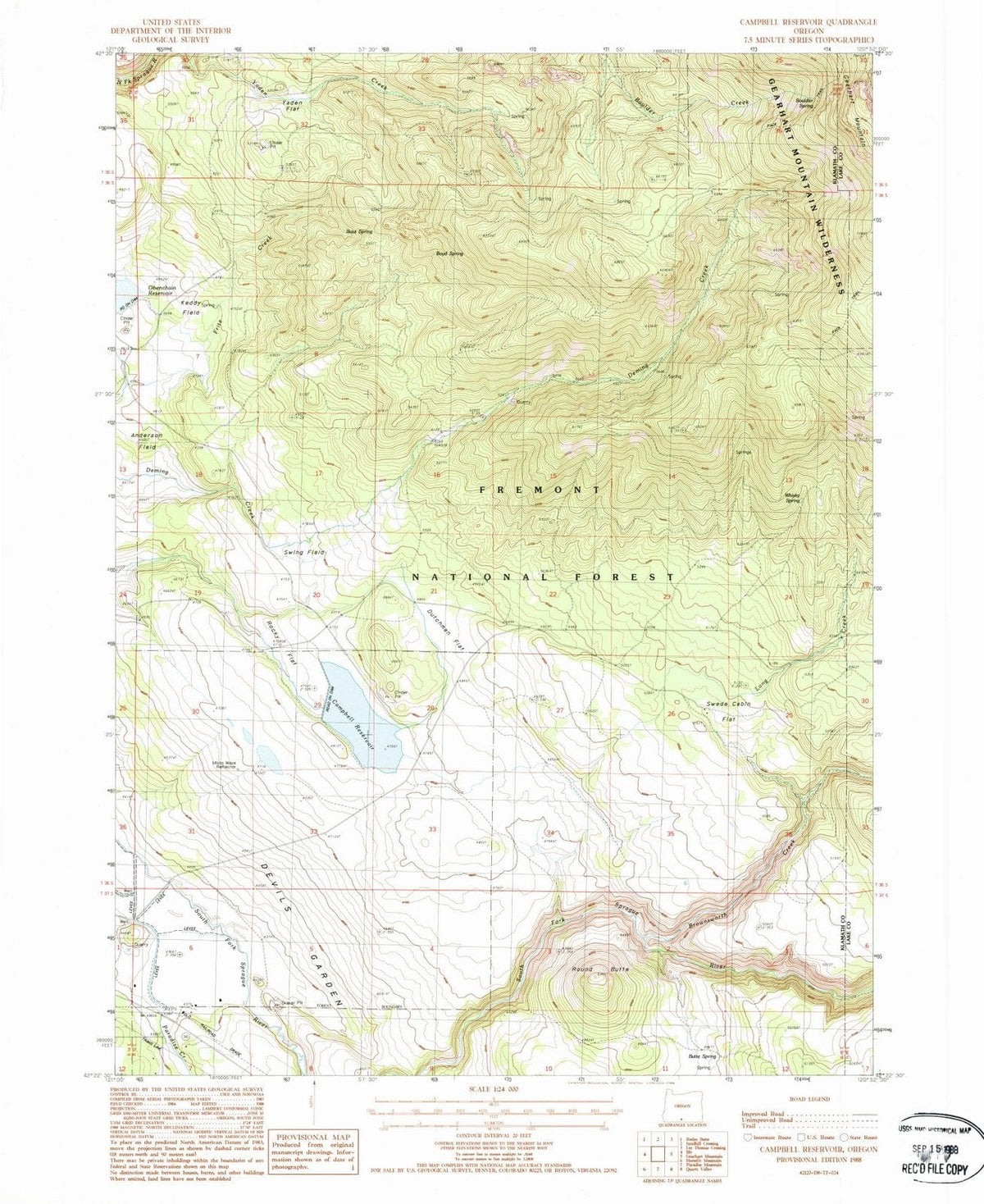 1988 Campbell Reservoir, OR - Oregon - USGS Topographic Map