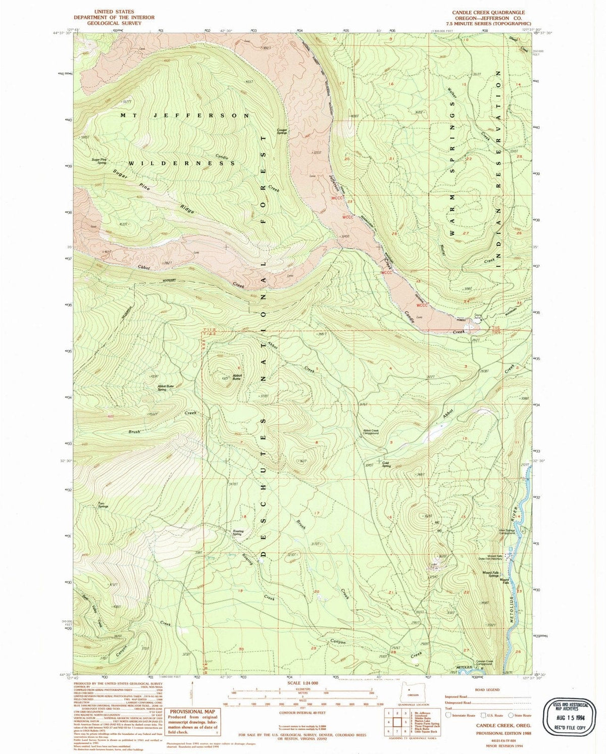 1988 Candle Creek, OR - Oregon - USGS Topographic Map