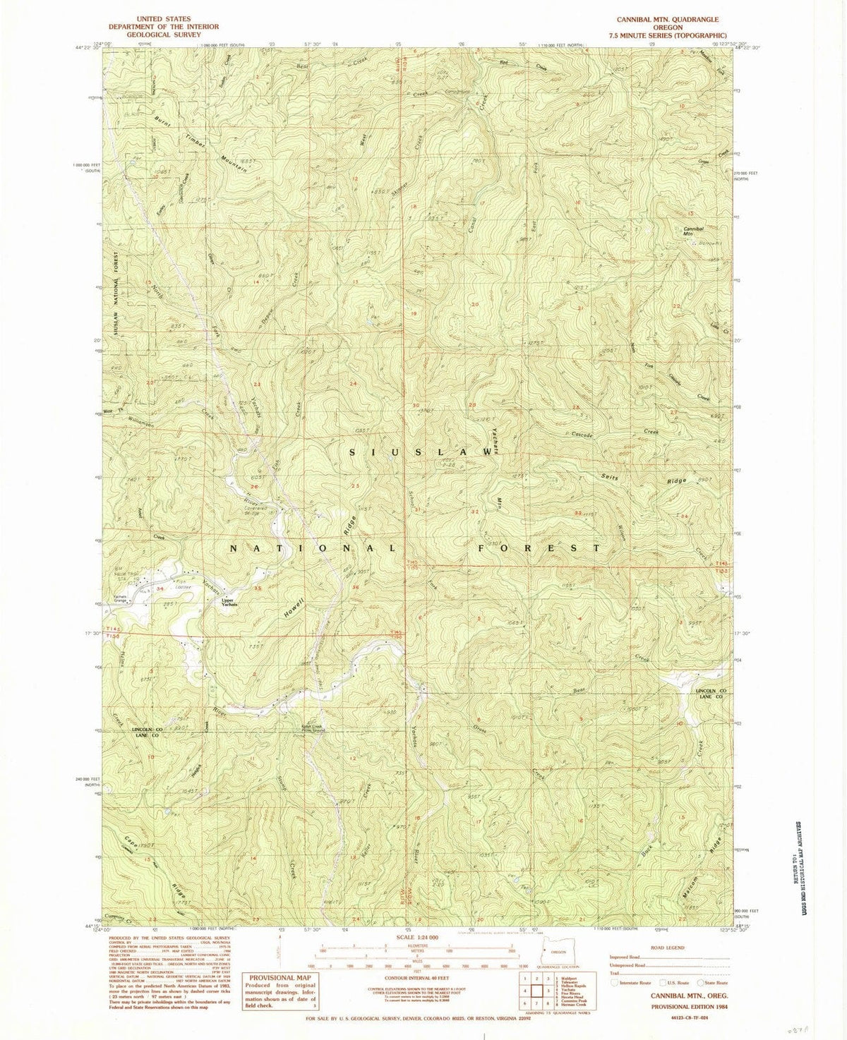 1984 Cannibal MTN, OR - Oregon - USGS Topographic Map