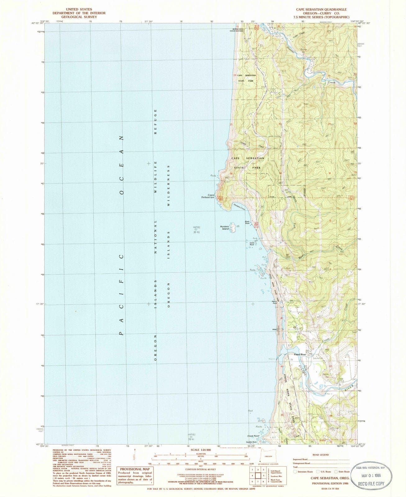 1986 Capebastian, OR - Oregon - USGS Topographic Map