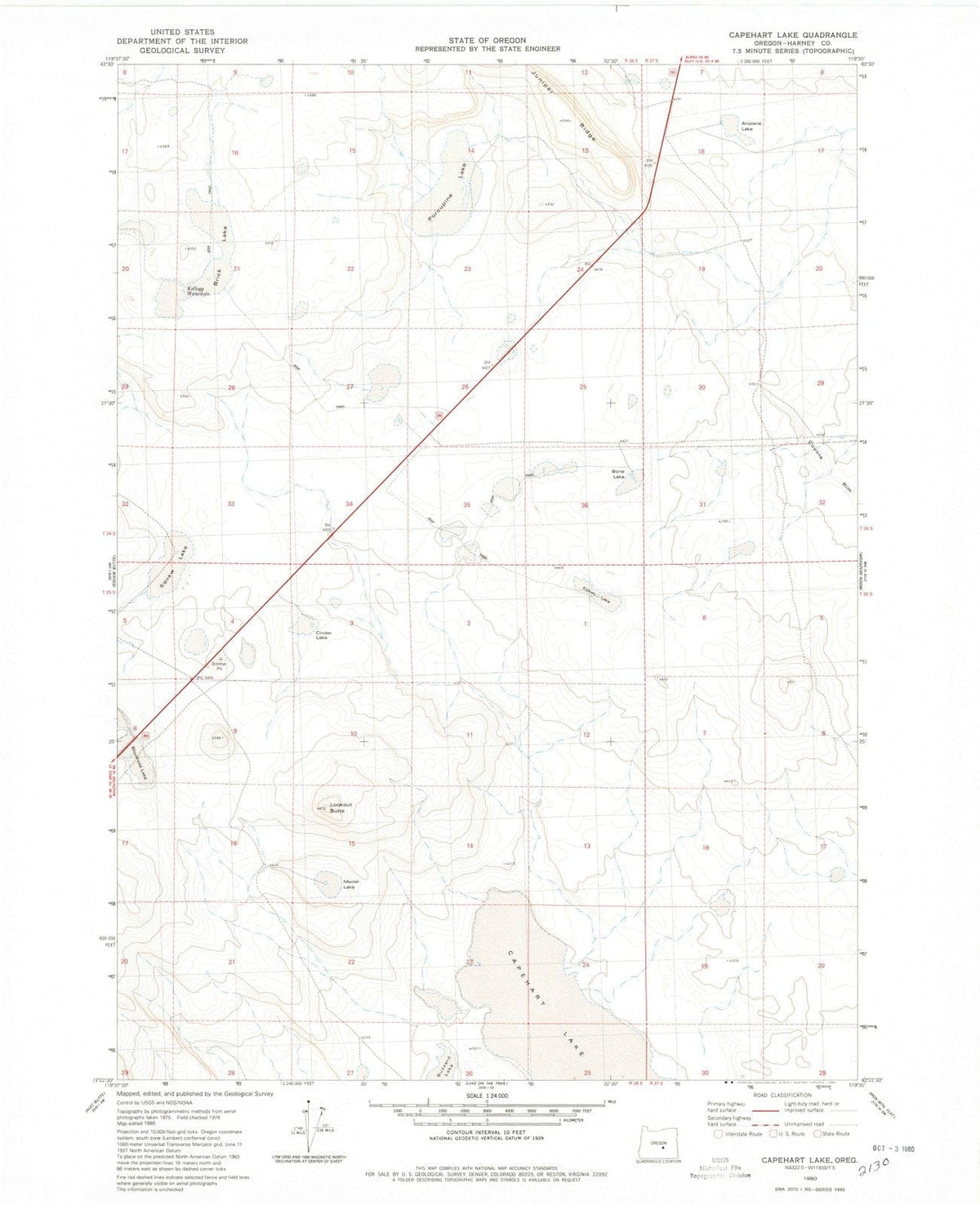 1980 Capehart Lake, OR - Oregon - USGS Topographic Map