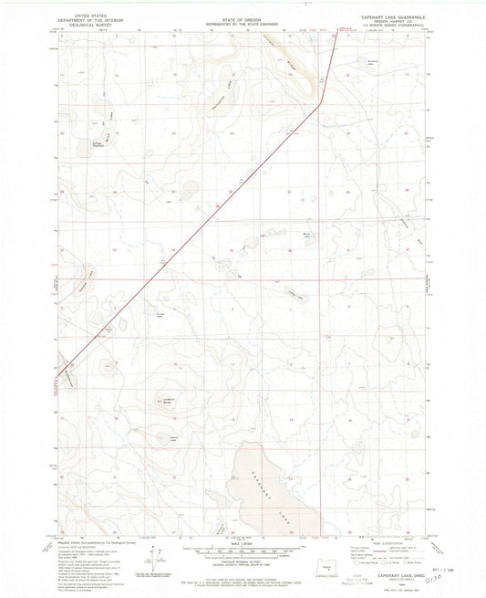 1980 Capehart Lake, OR - Oregon - USGS Topographic Map