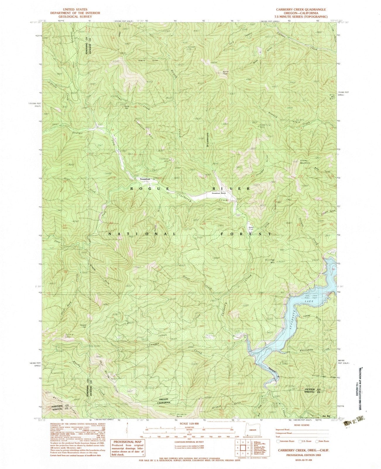 1983 Carberry Creek, OR - Oregon - USGS Topographic Map