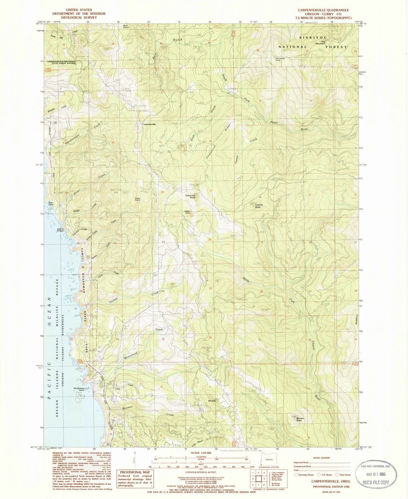 1986 Carpenterville, OR - Oregon - USGS Topographic Map
