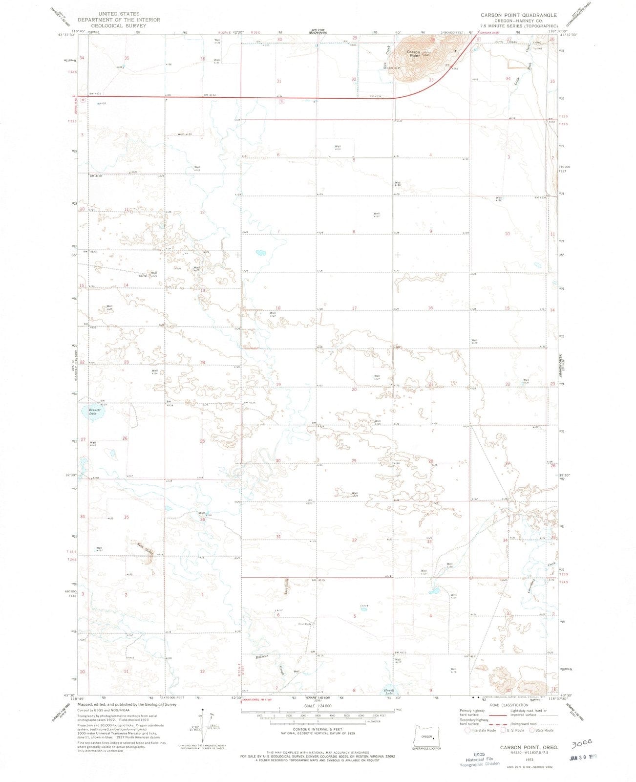 1973 Carson Point, OR - Oregon - USGS Topographic Map