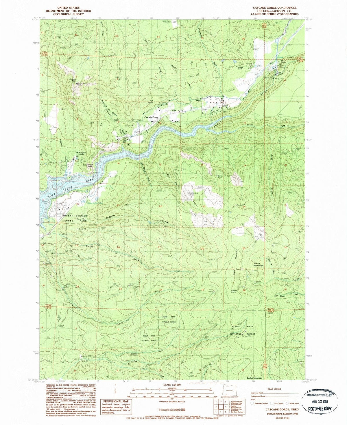 1988 Cascade Gorge, OR - Oregon - USGS Topographic Map