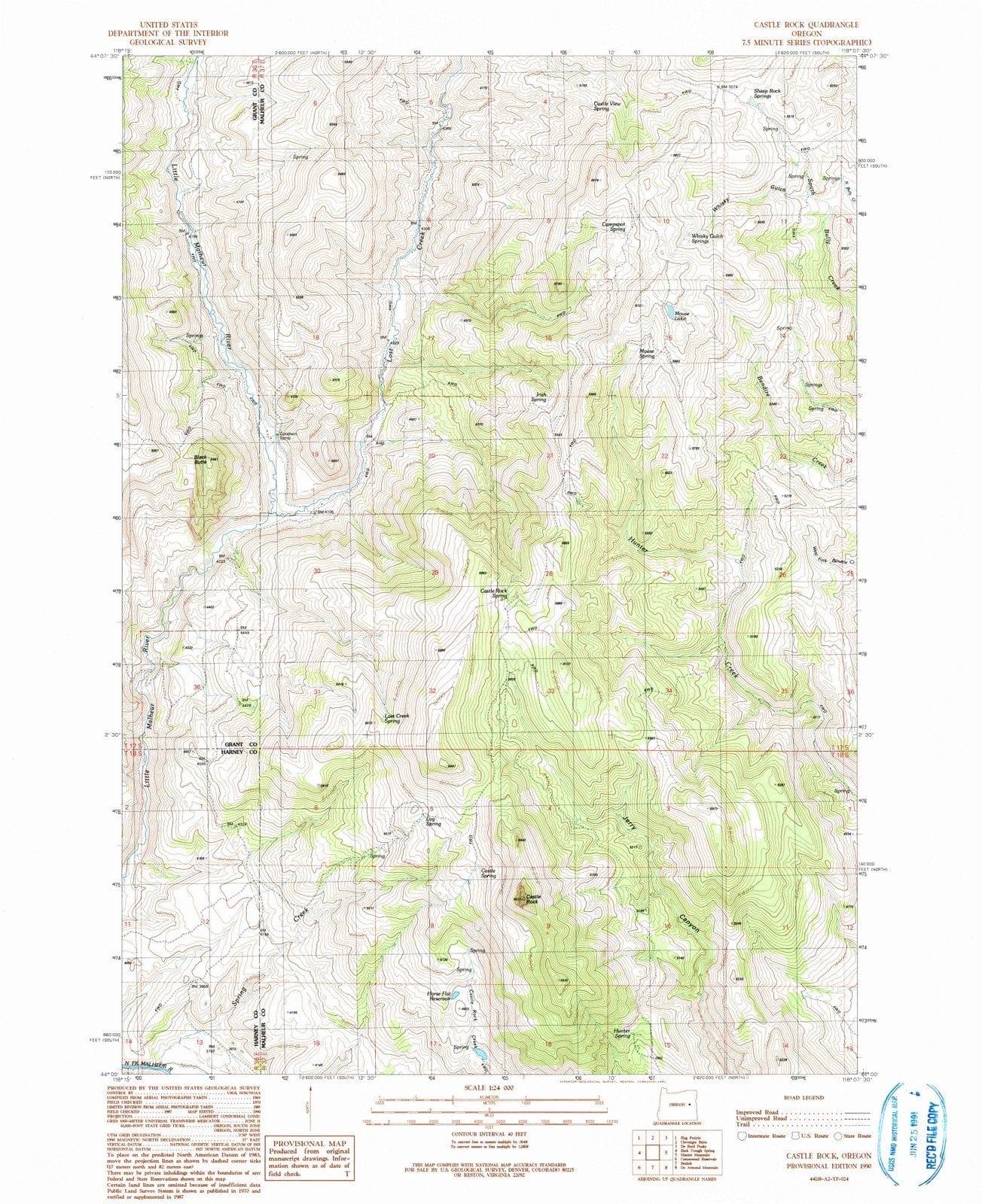 1990 Castle Rock, OR - Oregon - USGS Topographic Map