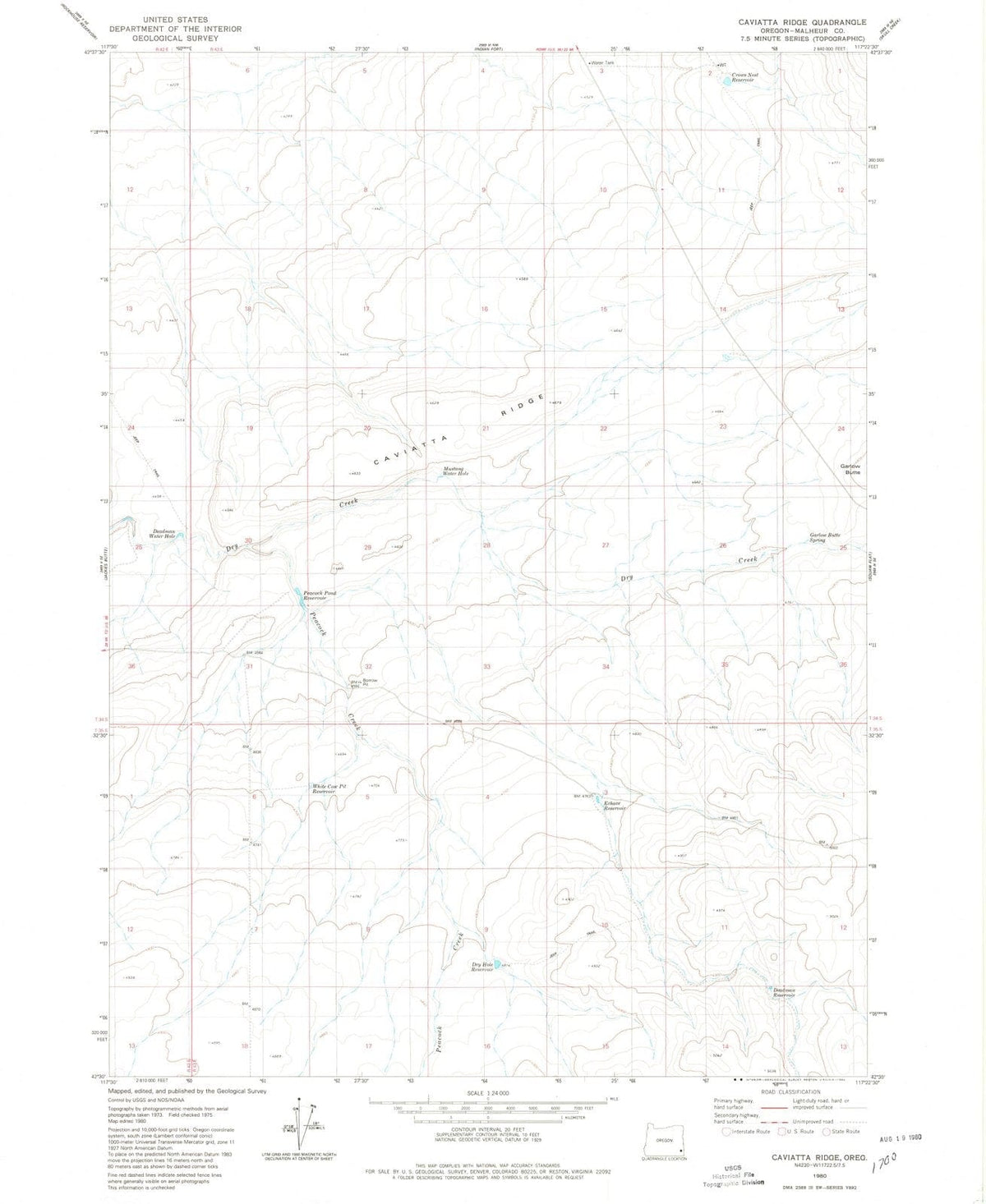 1980 Caviatta Ridge, OR - Oregon - USGS Topographic Map