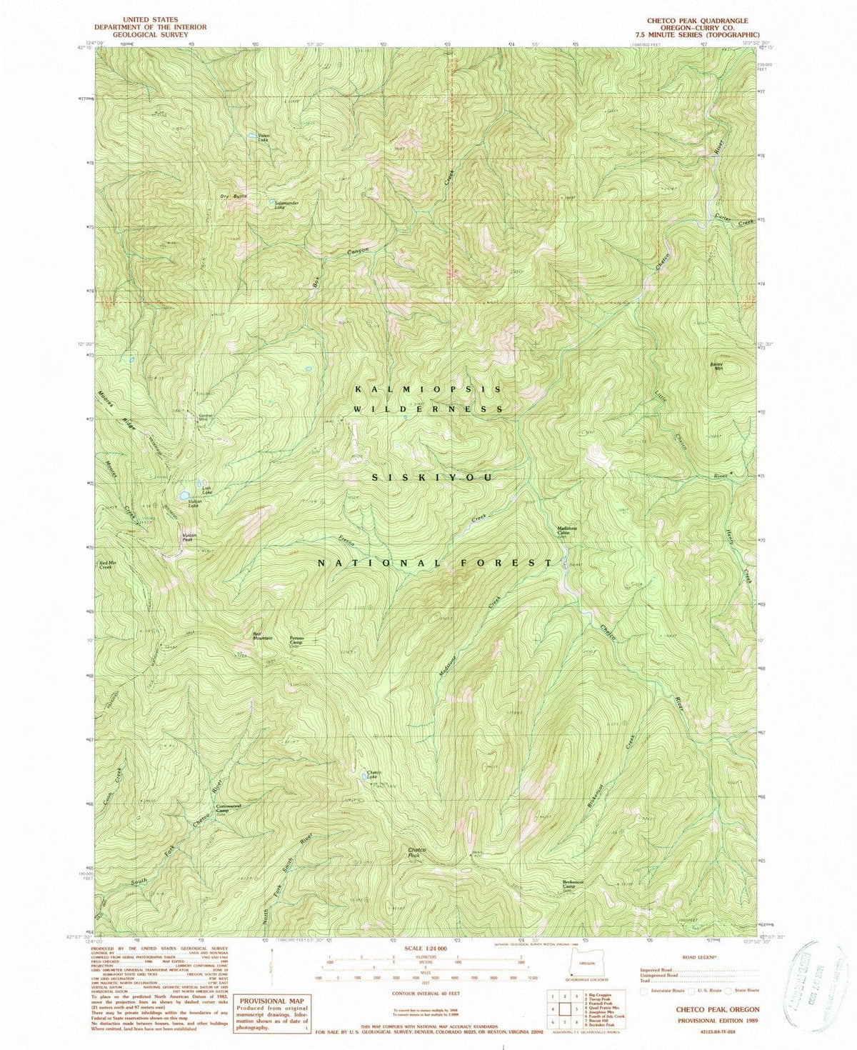 1989 Chetco Peak, OR - Oregon - USGS Topographic Map