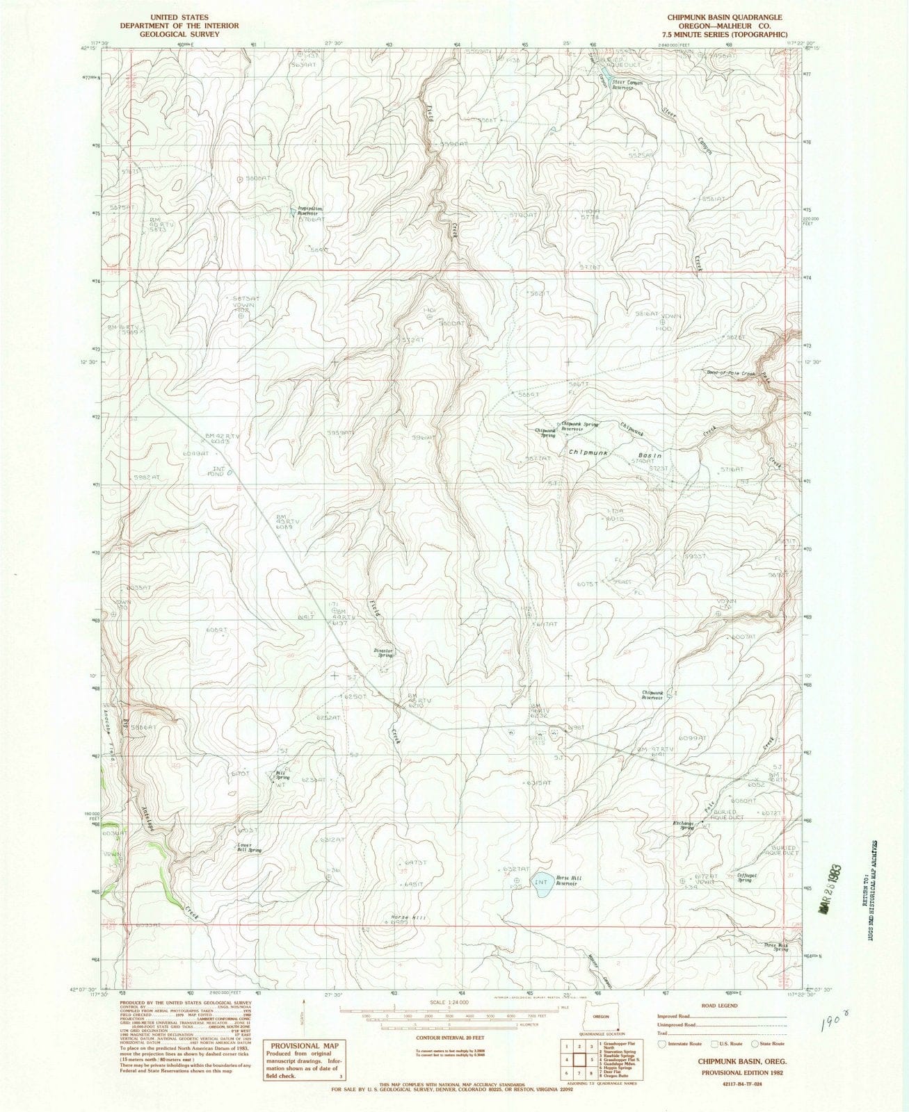 1982 Chipmunk Basin, OR - Oregon - USGS Topographic Map