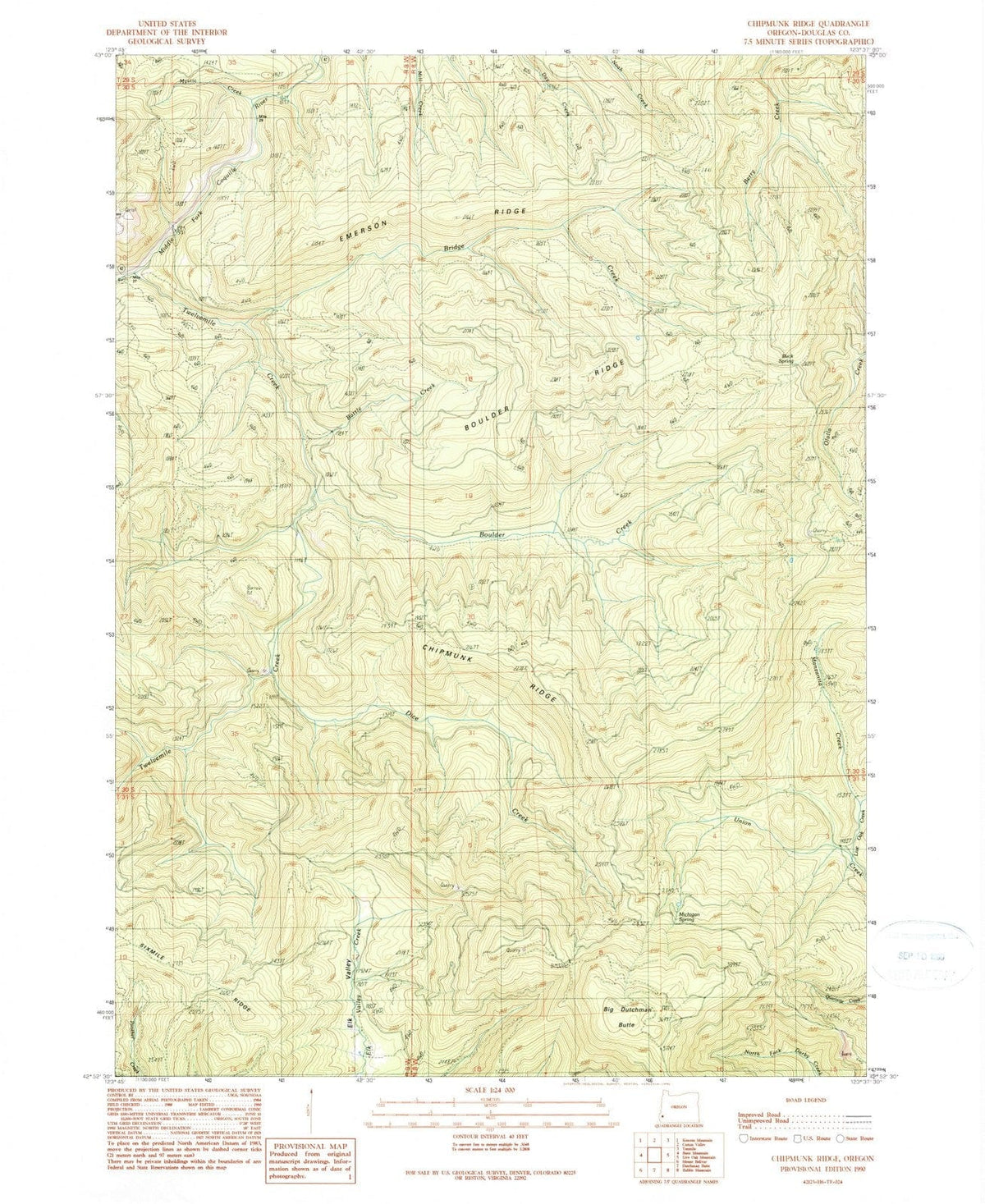 1990 Chipmunk Ridge, OR - Oregon - USGS Topographic Map