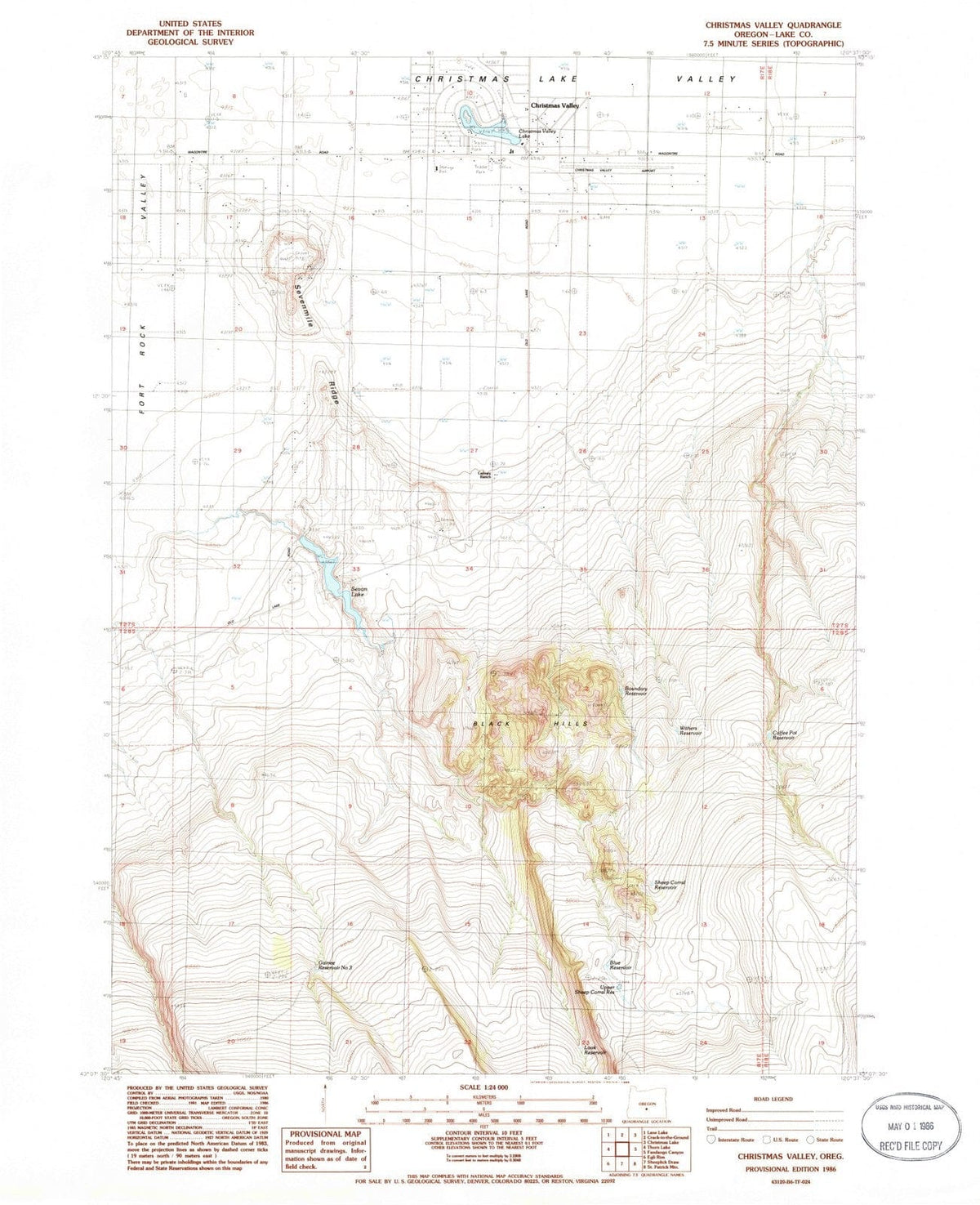 1986 Christmas Valley, OR - Oregon - USGS Topographic Map