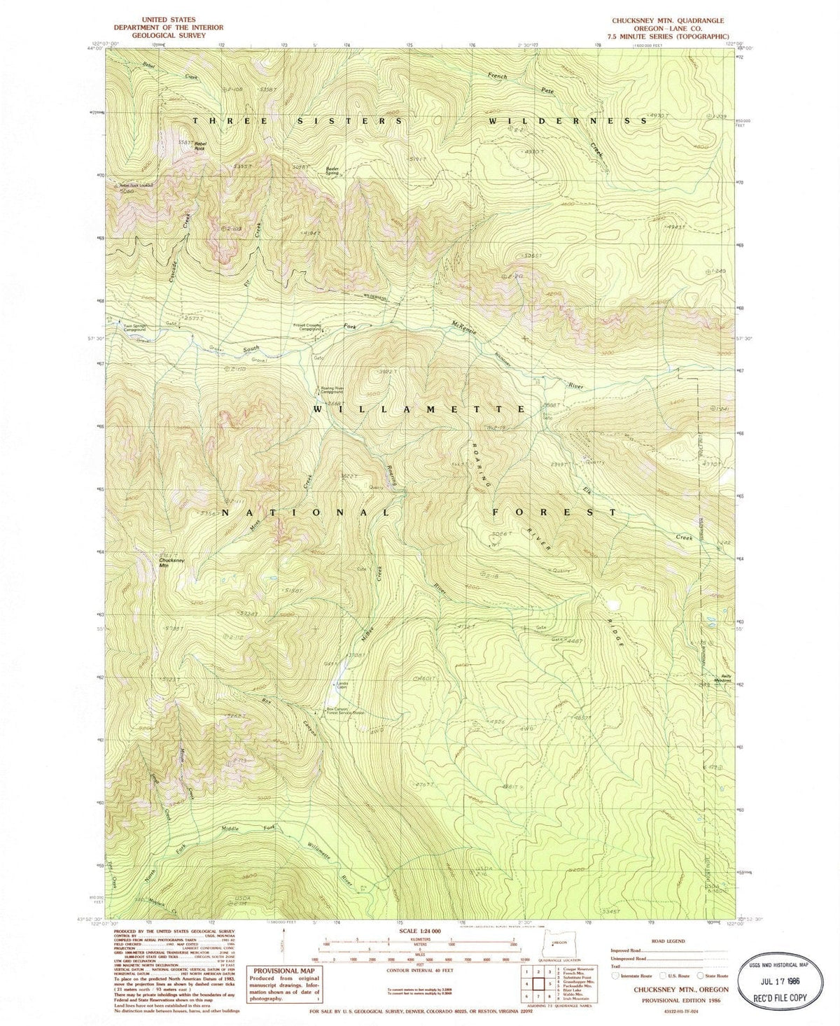 1986 Chucksney Mountain, OR - Oregon - USGS Topographic Map
