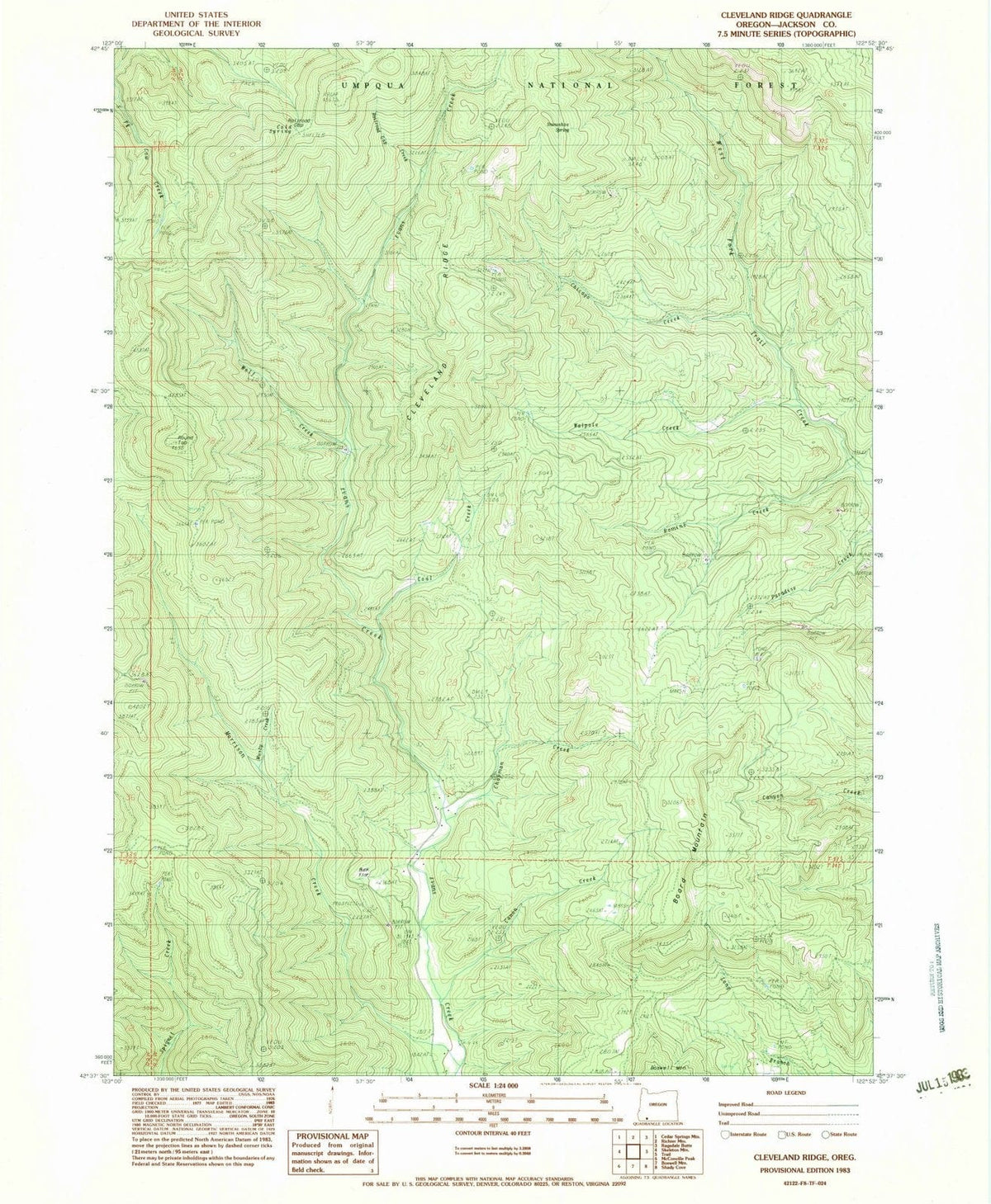 1983 Cleveland Ridge, OR - Oregon - USGS Topographic Map