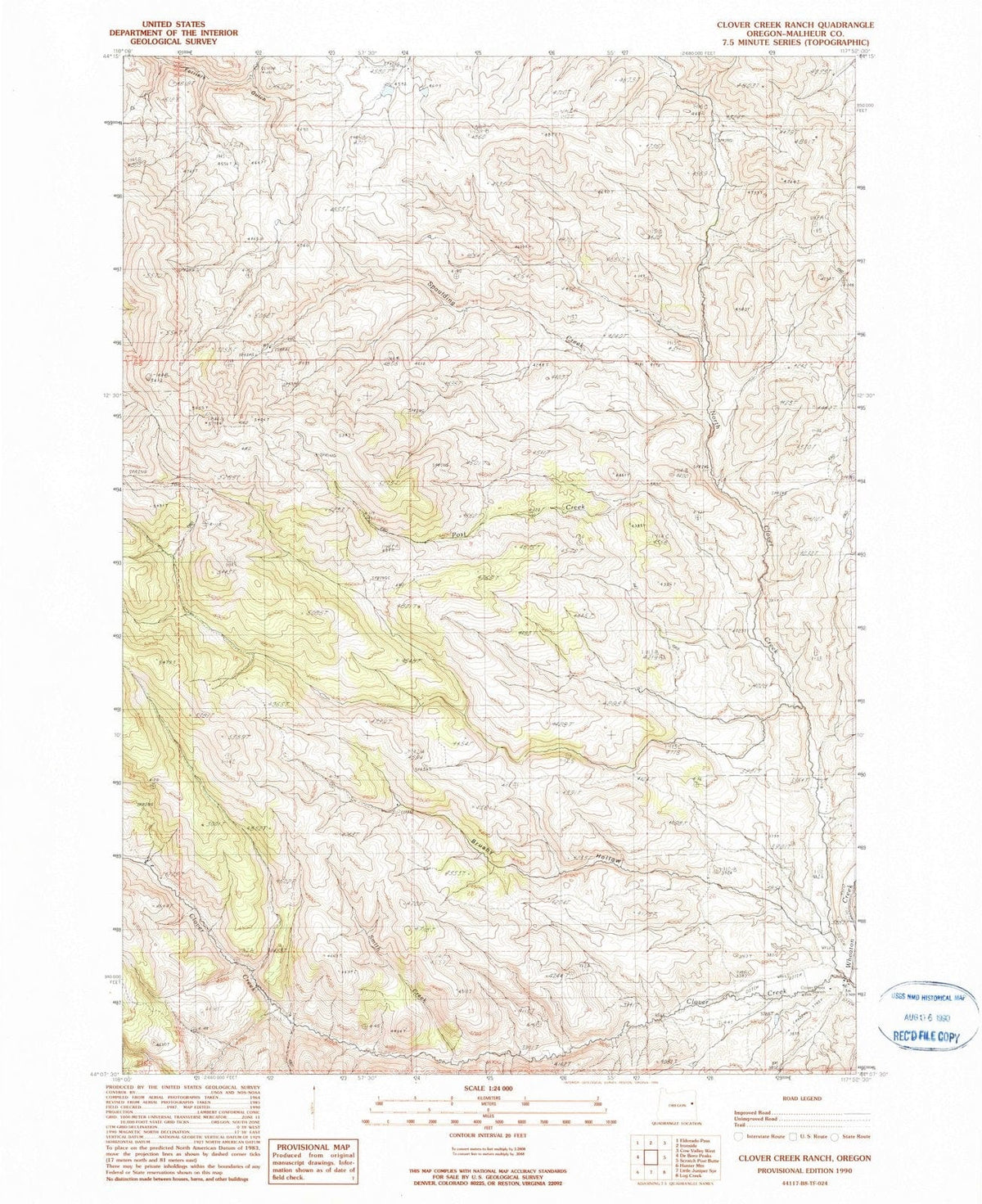 1990 Clover Creek Ranch, OR - Oregon - USGS Topographic Map