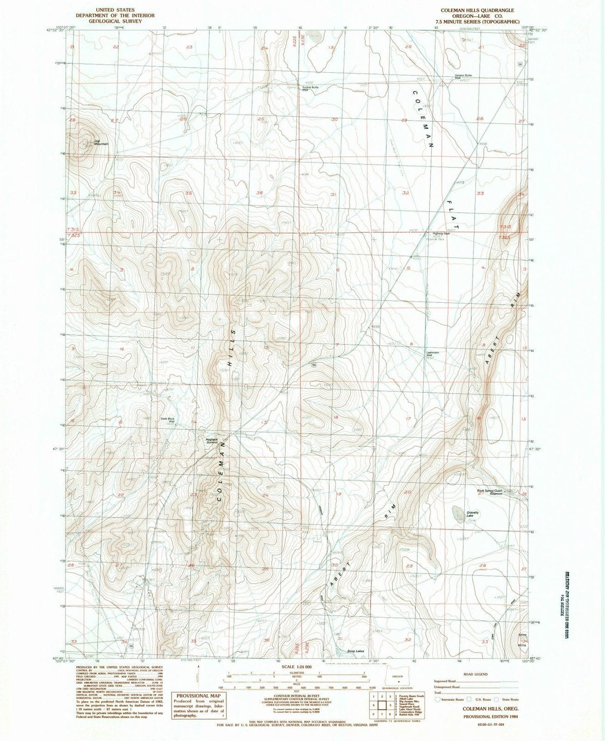 1984 Coleman Hills, OR - Oregon - USGS Topographic Map