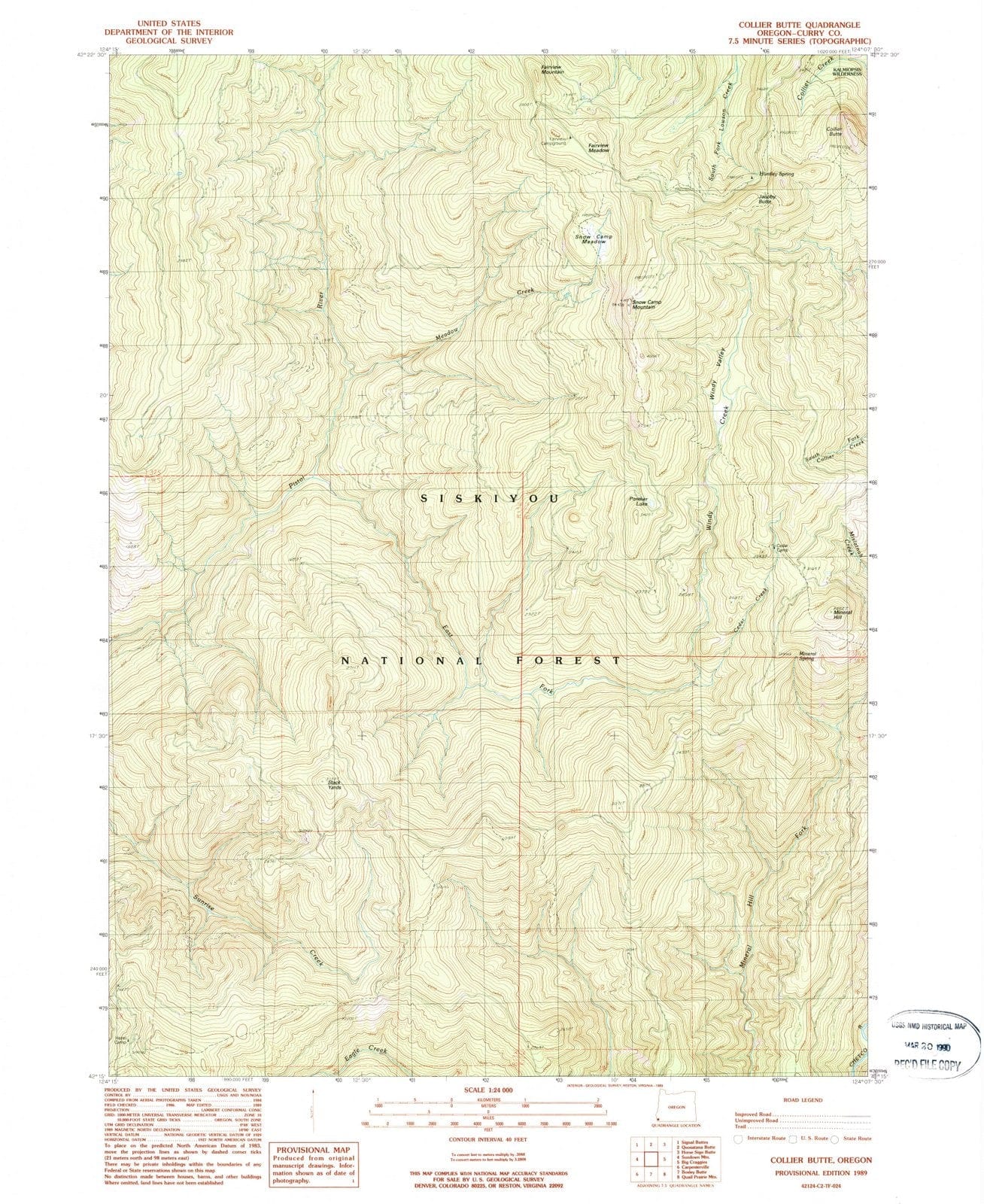 1989 Collier Butte, OR - Oregon - USGS Topographic Map