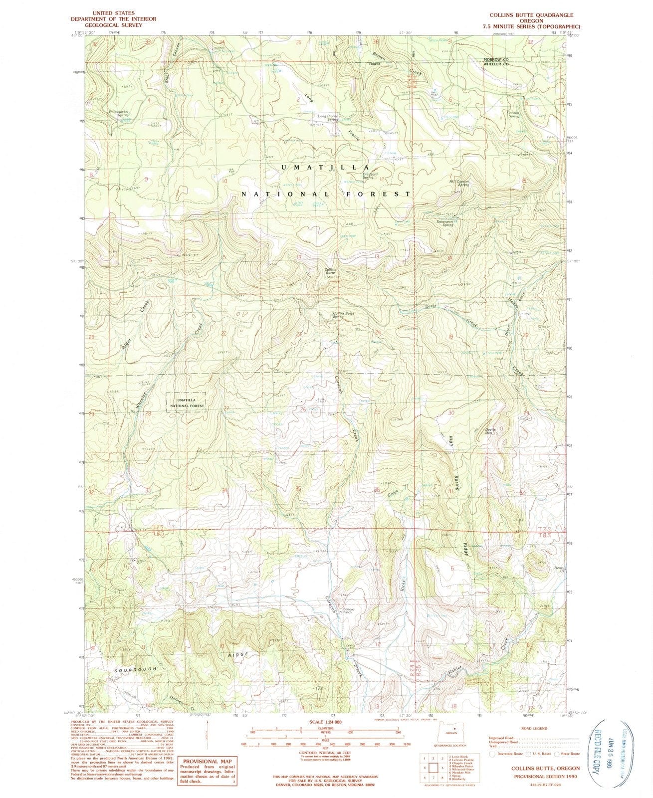 1990 Collins Butte, OR - Oregon - USGS Topographic Map