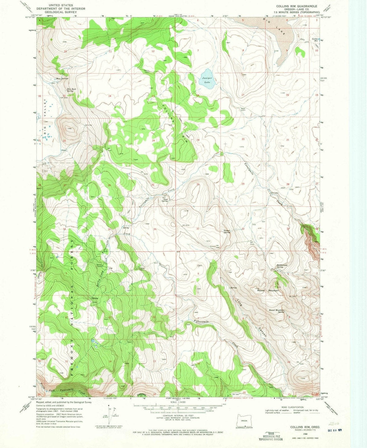 1968 Collins Rim, OR - Oregon - USGS Topographic Map