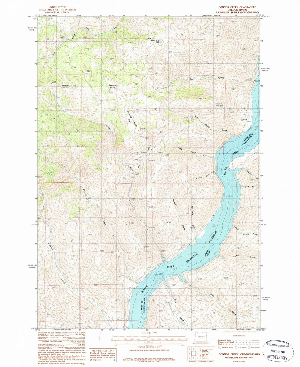 1987 Connor Creek, OR - Oregon - USGS Topographic Map