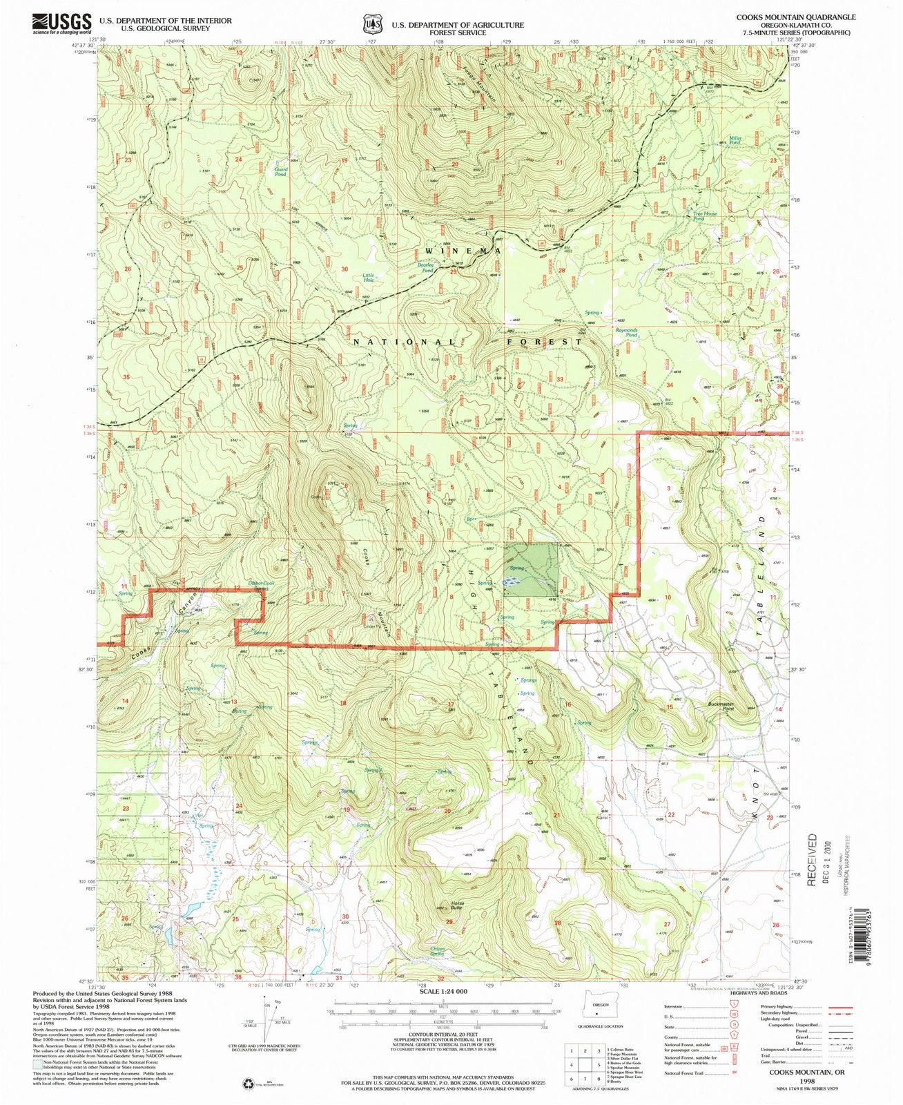 1998 Cooks Mountain, OR - Oregon - USGS Topographic Map