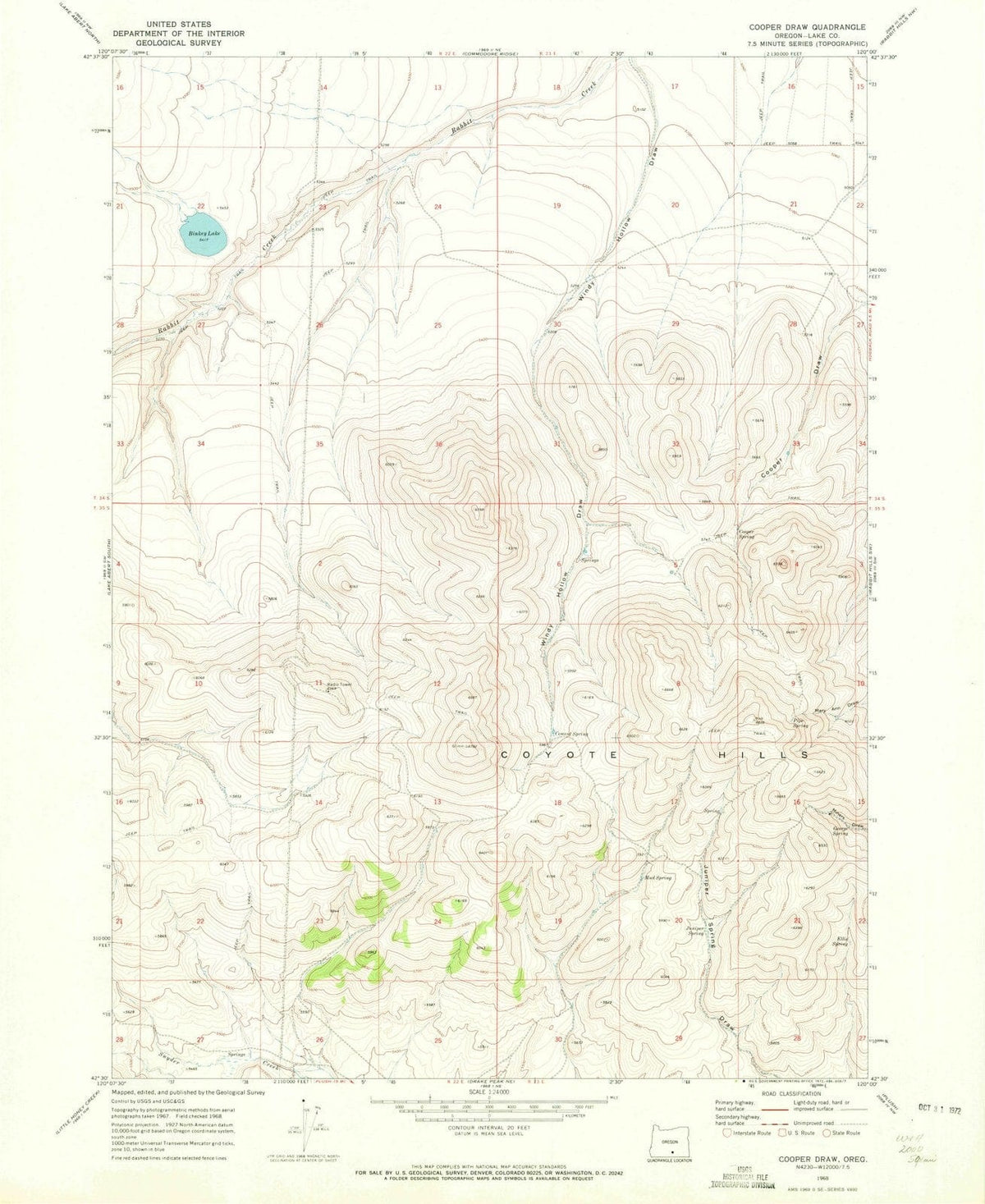 1968 Cooperraw, OR - Oregon - USGS Topographic Map