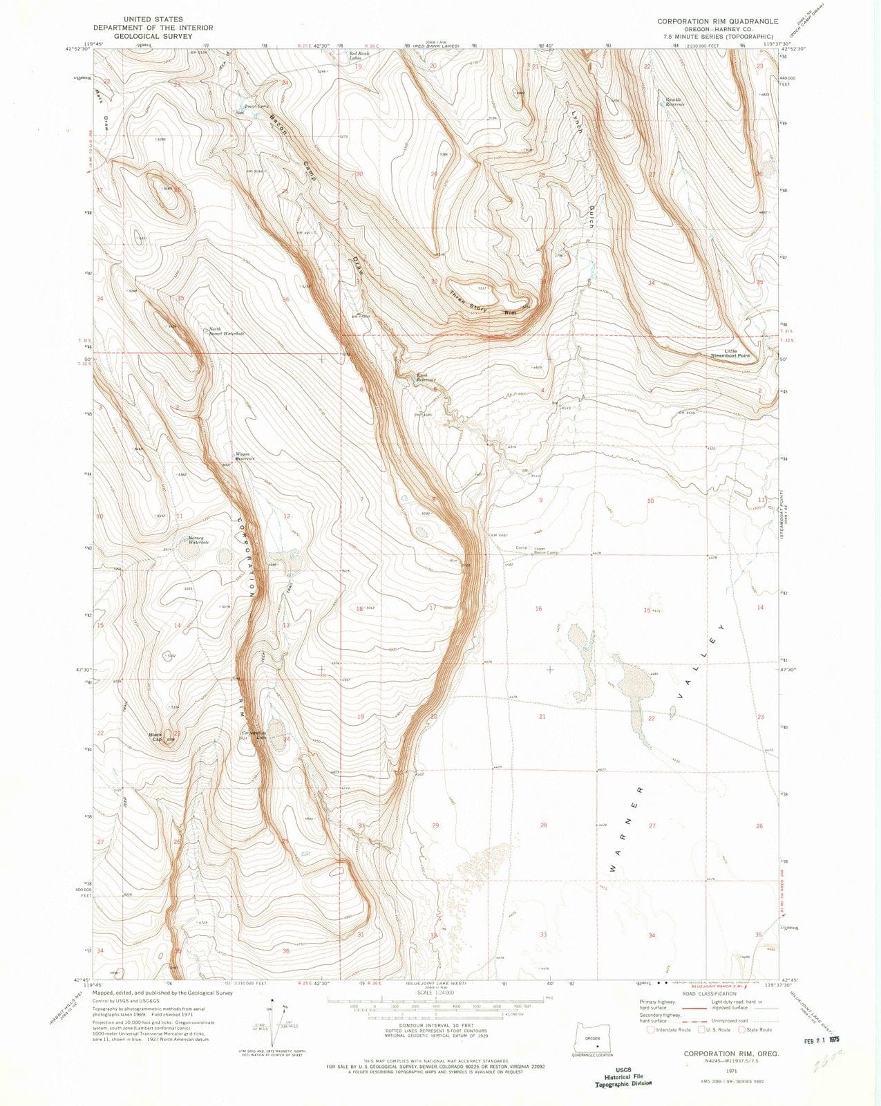 1971 Corporation Rim, OR - Oregon - USGS Topographic Map