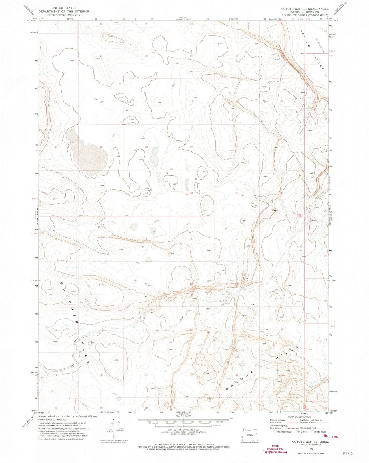 1971 Coyote Gap, OR - Oregon - USGS Topographic Map