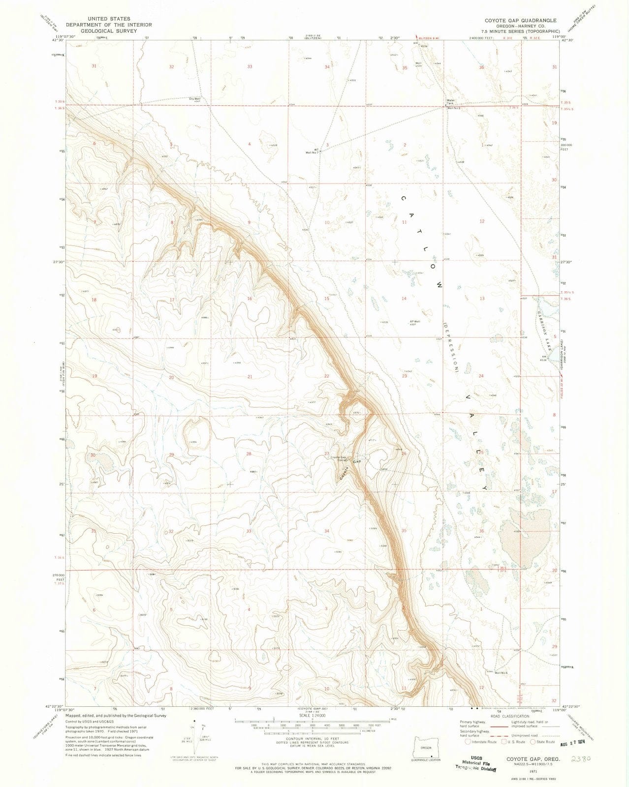 1971 Coyote Gap, OR - Oregon - USGS Topographic Map v2