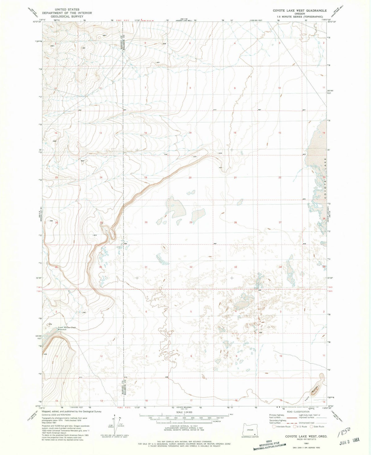 1981 Coyote Lake West, OR - Oregon - USGS Topographic Map