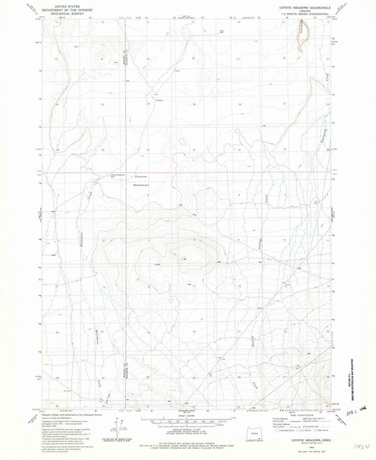 1981 Coyote Meadows, OR - Oregon - USGS Topographic Map
