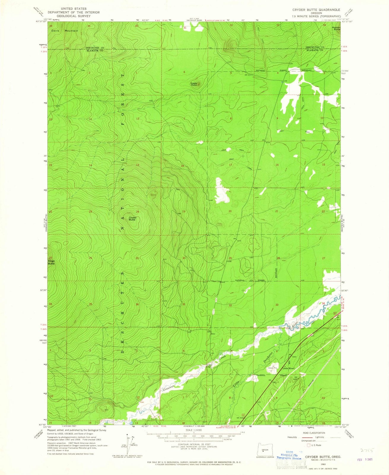 1963 Cryder Butte, OR - Oregon - USGS Topographic Map