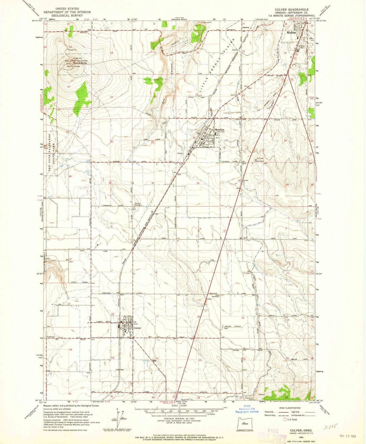 1963 Culver, OR - Oregon - USGS Topographic Map