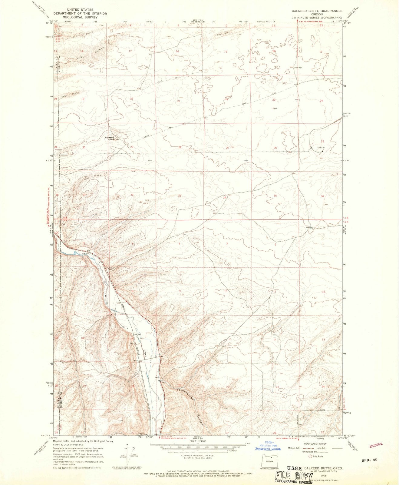 1968 Dalreed Butte, OR - Oregon - USGS Topographic Map