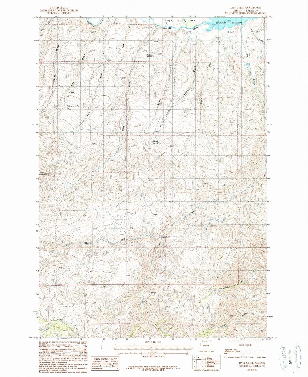 1987 Daly Creek, OR - Oregon - USGS Topographic Map