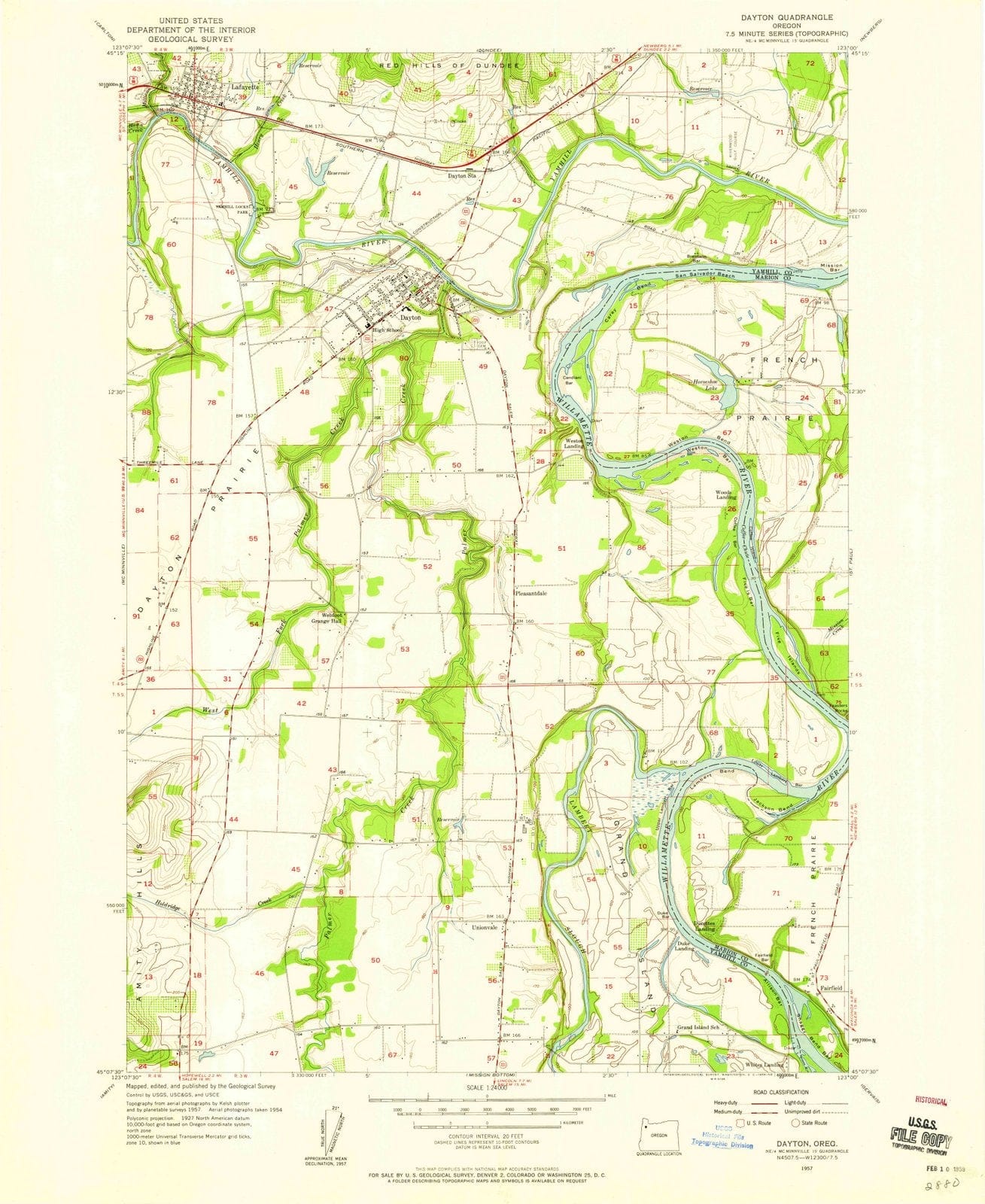 1957 Dayton, OR - Oregon - USGS Topographic Map