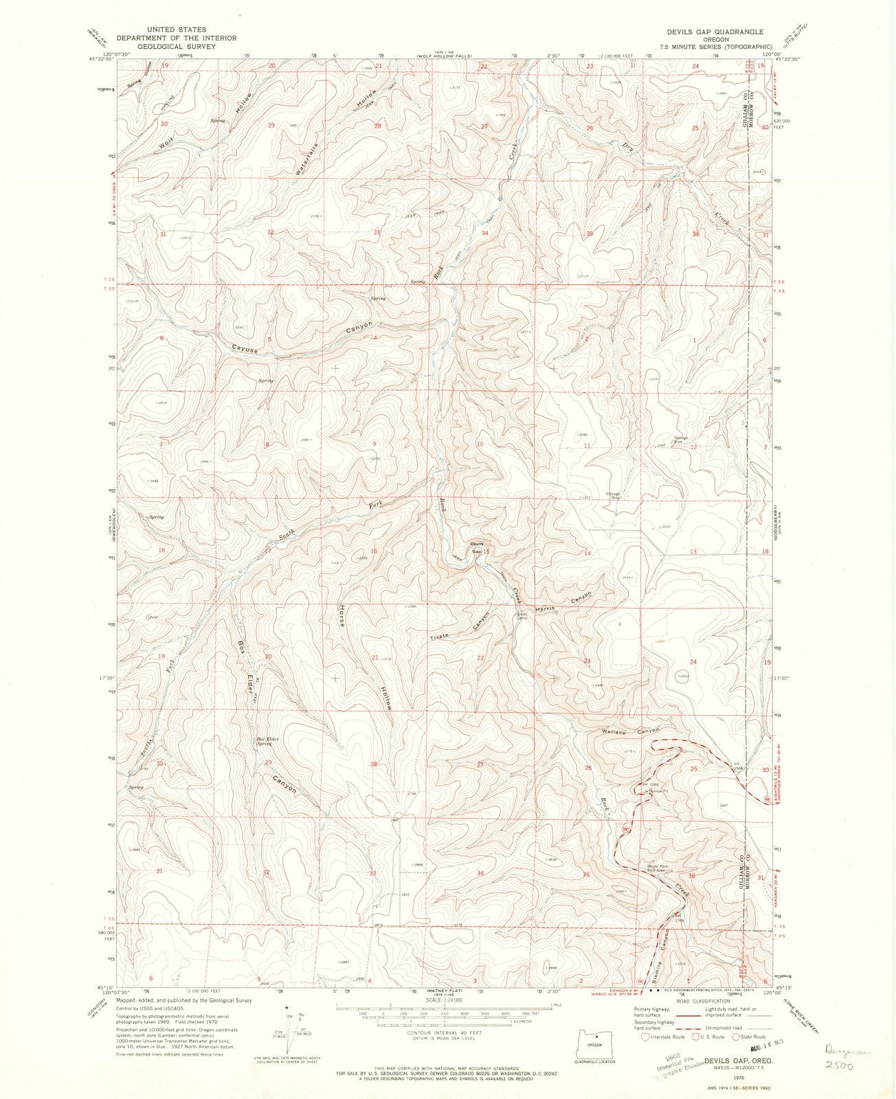 1970 Devils Gap, OR - Oregon - USGS Topographic Map