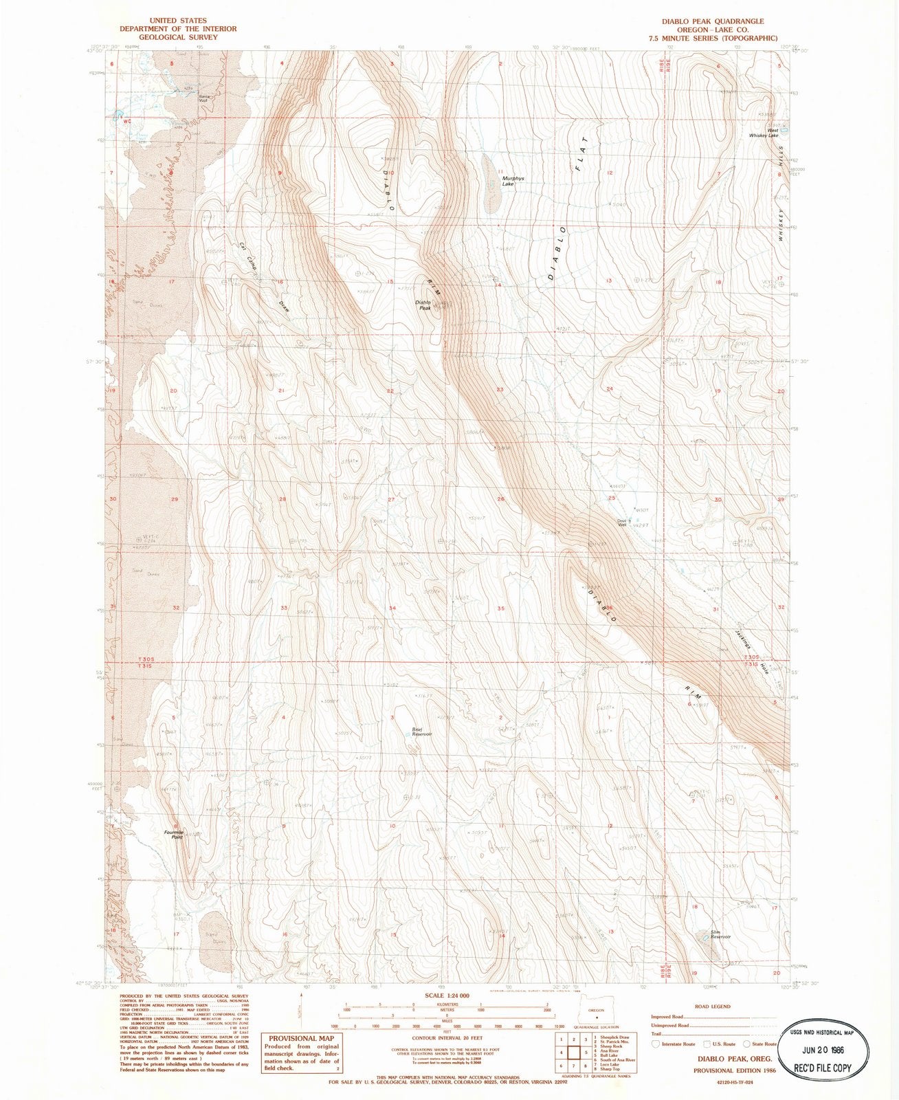 1986 Diablo Peak, OR - Oregon - USGS Topographic Map