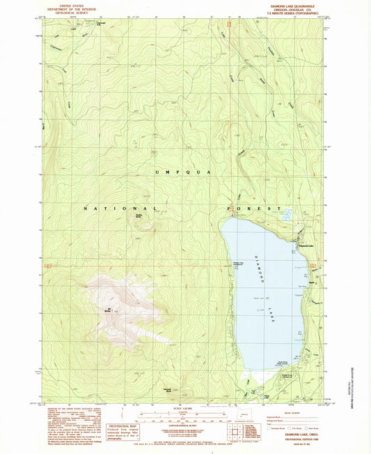 1985 Diamond Lake, OR - Oregon - USGS Topographic Map