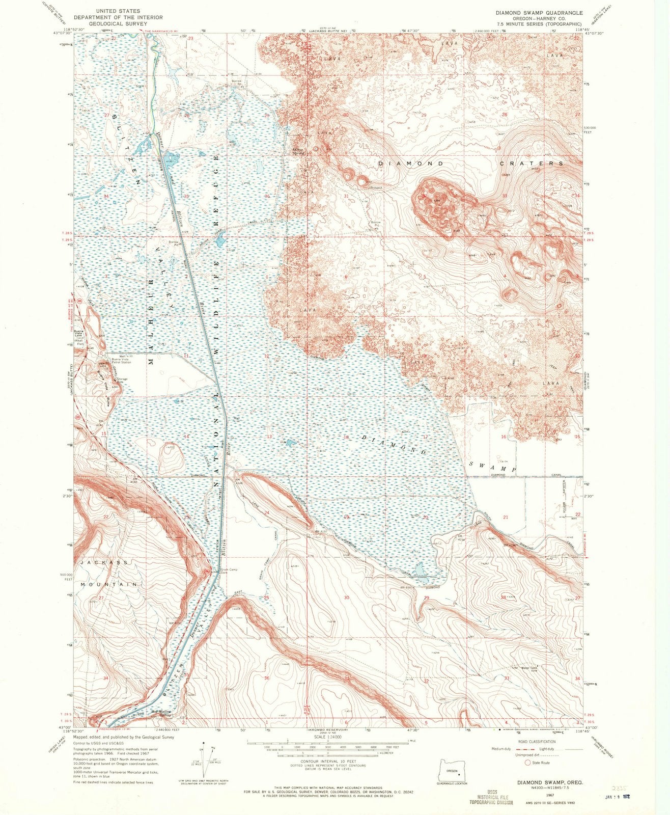 1967 Diamondamp, OR - Oregon - USGS Topographic Map