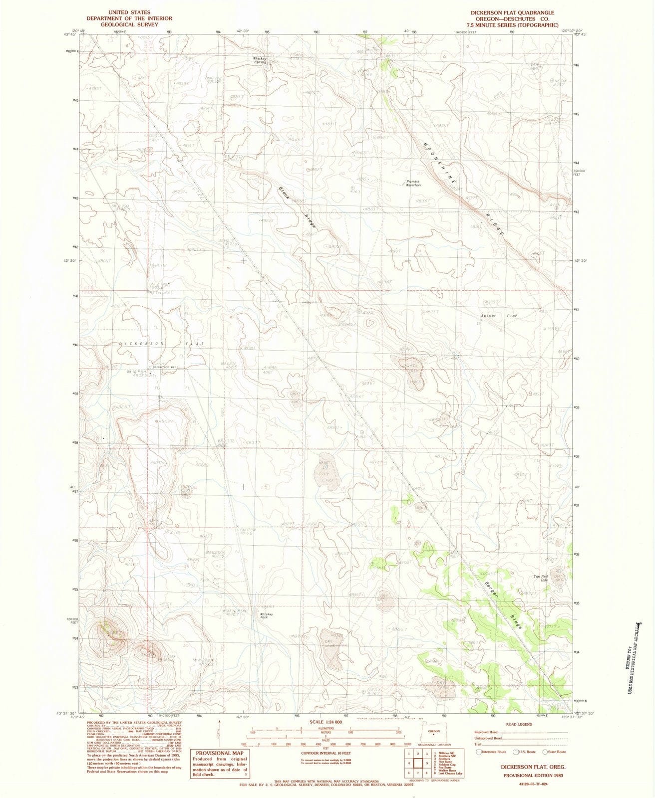 1983 Dickerson Flat, OR - Oregon - USGS Topographic Map