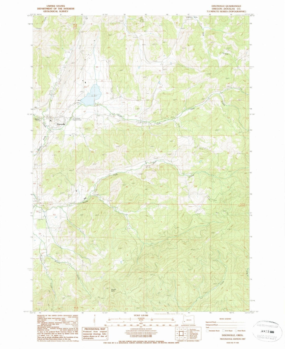 1987 Dixonville, OR - Oregon - USGS Topographic Map