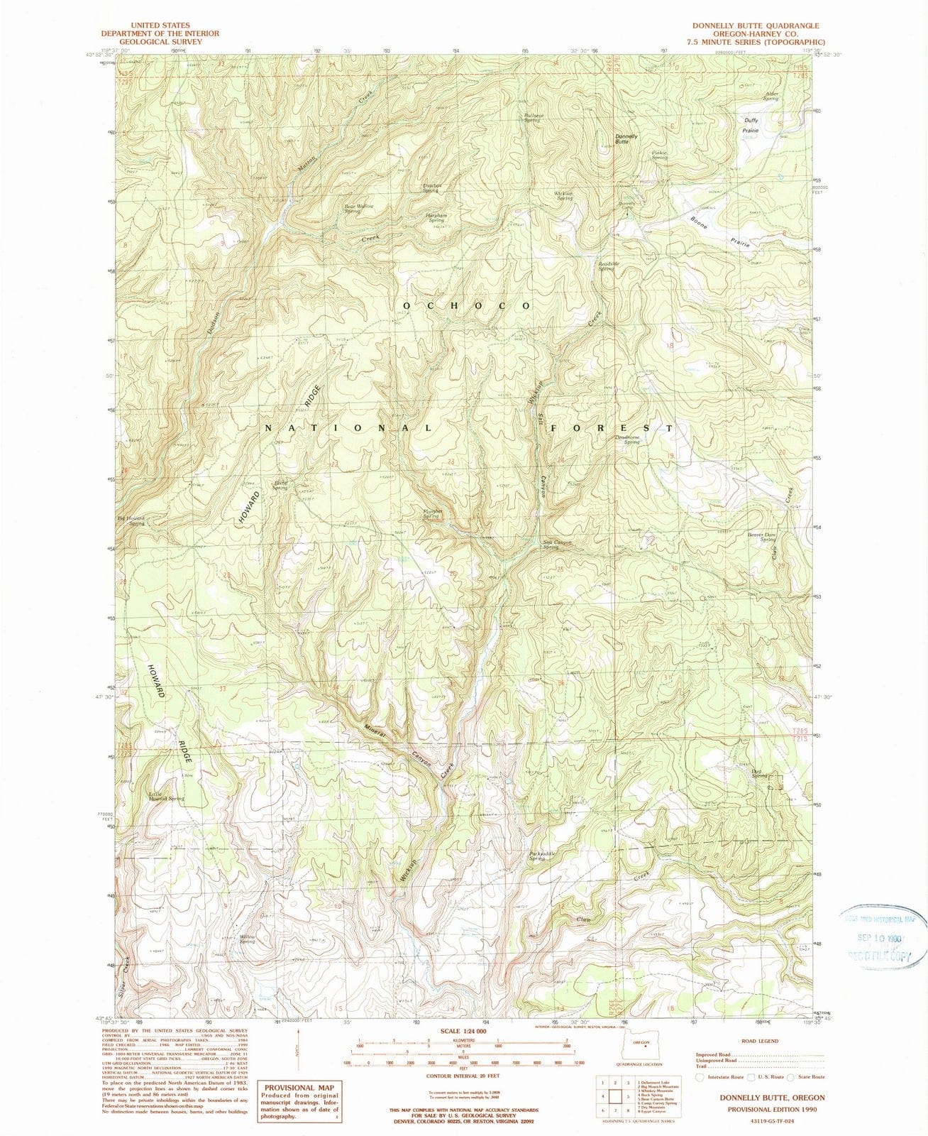 1990 Donnelly Butte, OR - Oregon - USGS Topographic Map